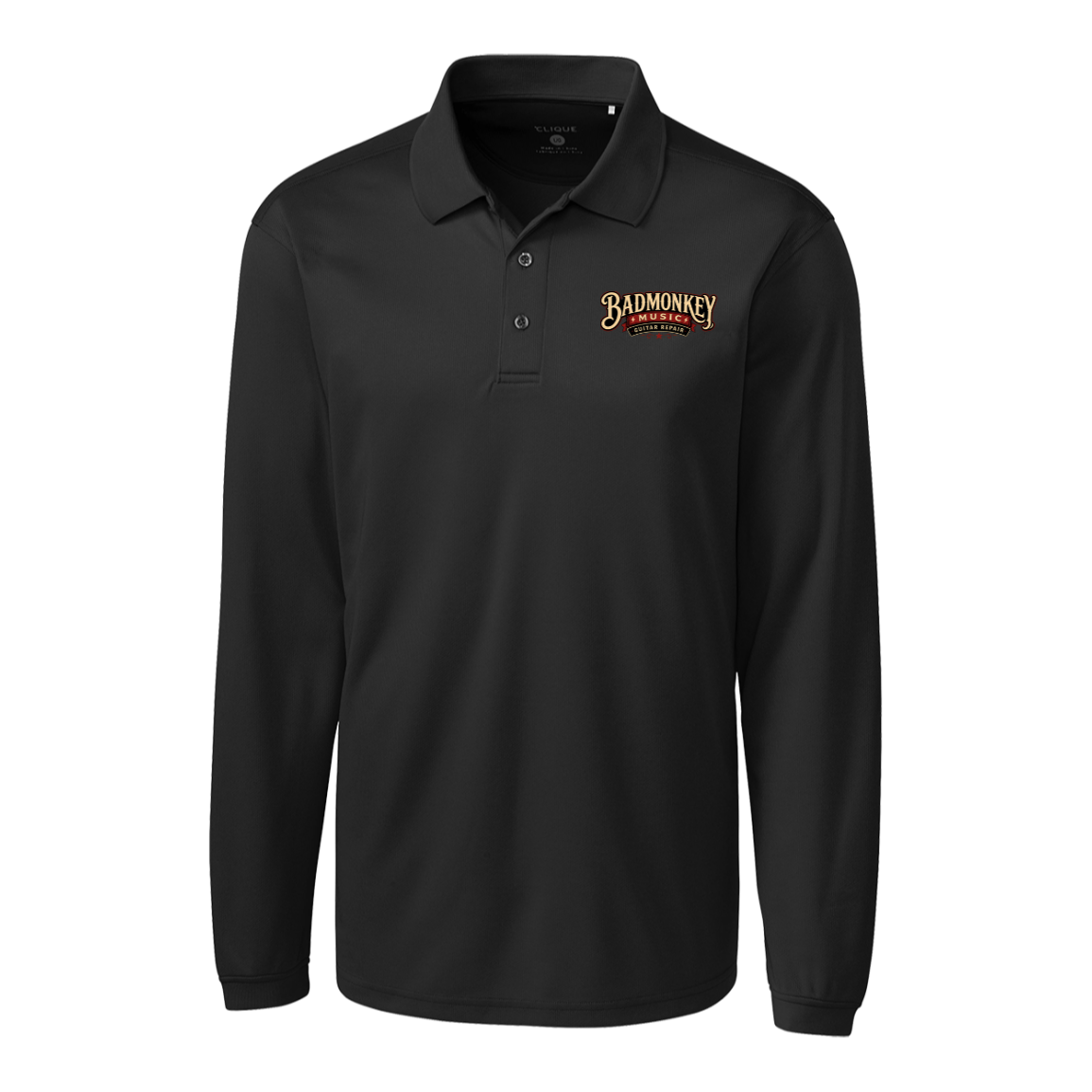 Black 2027 Clique Mens Ice Pique Long Sleeve Polo (109079289) front